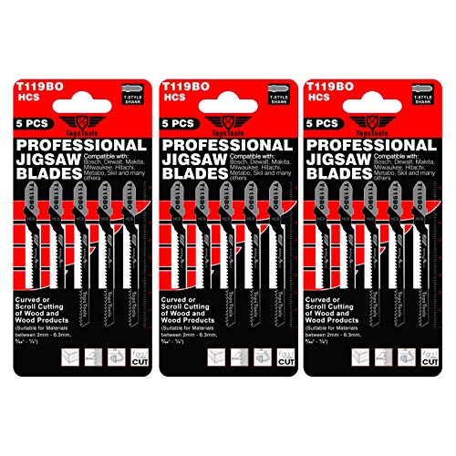 TopsTools T119BO - Cuchillas de sierra para sierra de calar (curvadas o de desplazamiento, compatibles con Bosch, Dewalt, Makita, Milwaukee y muchos más)
