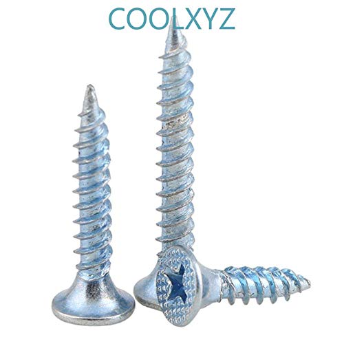Tornillo autorroscante con cabeza avellanada Phillips KA reforzada Tornillo de madera con cabeza plana cruzada galvanizada Clavo para paneles de yeso M3.5 50 piezas, azul galvanizado, M3.5