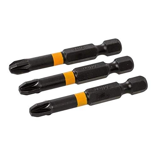 Triton TPTA51286732 Puntas Pozidriv para atornillador de impacto, 0 V, Negro, PZ2 25 mm, Set de 3 Piezas