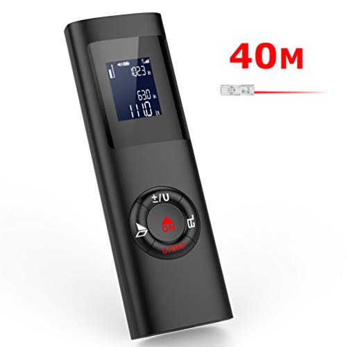 Uarter Mini Telemetro Laser 40M, Telémetro Láser Portátil Recargable por USB，M/In/Ft Medidor Laser de Distancia, Negro