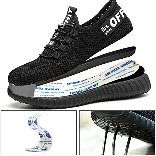 Ucayali Zapatos de Seguridad Hombre Ligeros Antiestaticos ESD Flexibles Calzados de Proteccion Safetoe Comodos Ligeras Zapatillas de Seguridad de Trabajo Anti Deslizante Verano(023 Negro, 41 EU)