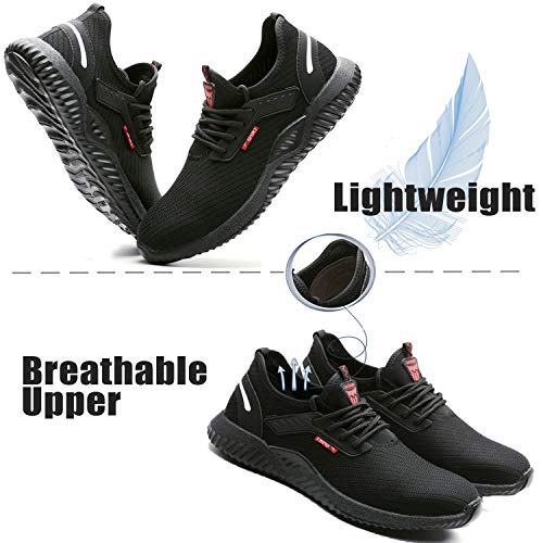 Ucayali Zapatos de Seguridad Hombre Trabajo Comodos Ligeros Transpirables Zapatillas Trabajo Seguridad Deportivo Punta de Acero para Electricista Soldador Construccion Verano(015 Negro, 42 EU)