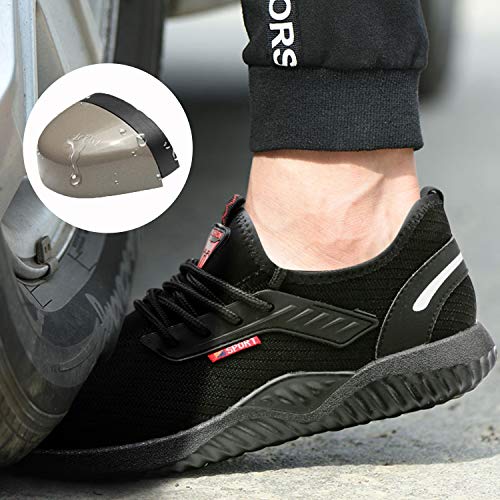 Ucayali Zapatos de Seguridad Hombre Trabajo Comodos Ligeros Transpirables Zapatillas Trabajo Seguridad Deportivo Punta de Acero para Electricista Soldador Construccion Verano(015 Negro, 42 EU)