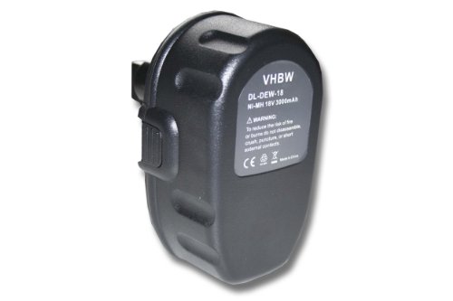 vhbw batería Ni-MH 3000mAh (18V) para herramientas DW960B, DW960K, DW960K-2, DW987, DW987KQ, DW988 y Dewalt DC9096, DE9039, DE9095, DE9096.