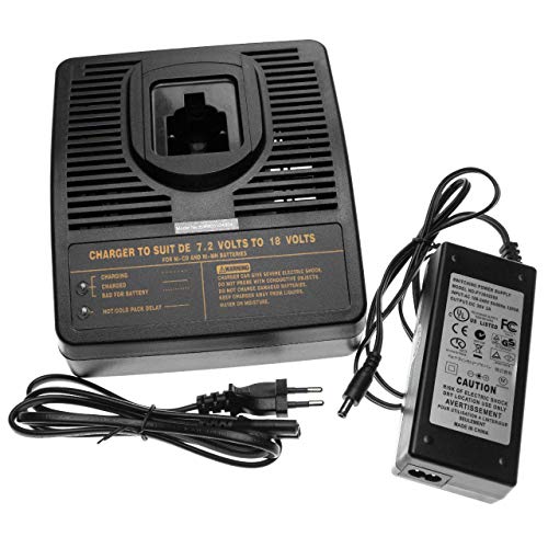 vhbw Cargador rápido, Fuente de alimentación para Dewalt DW953RFK2, DW955, DW955K, DW955K-2, DW959K-2, DW960, DW960B, DW960K y DE9116, DW9116.