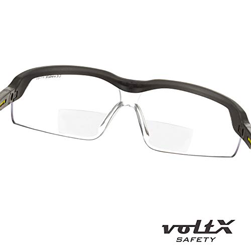 voltX 'GT Adjustable' (2020 Model) Gafas de Seguridad de Lectura bifocales adjustables, (Transparente dioptria +1.0) Certificado CE EN166FT, Lentes UV 400 + Estuche de Seguridad rígido con bisagras