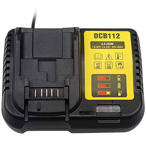 waitley Cargador de batería DCB112 para Dewalt 10.8V 14.4V 18V 2A baterías de Ion de Litio