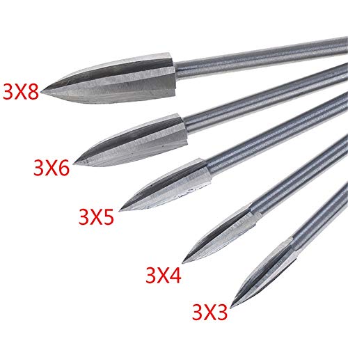 White Steel Knife Point Shape Wood Carving and Engraving Drill Bit Set,for DIY, Metal Polishing, Engraving, Drilling, 5PCS