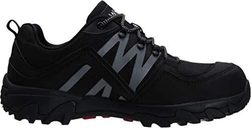 WHITIN Zapatos de Seguridad Hombres Zapatillas de Trabajo con Punta de Acero Ultra Liviano Reflectivo Anti-Deslizante Transpirable Zapatos de Industriay Construcción Negro 43 EU