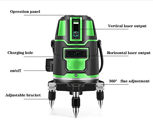 WN-PZF Nivel Láser, Nivel De Nivelación Automática De 5 Láser Verde, Tres Modos De Línea Horizontal/Vertical/Oblicua, Adecuado para La Decoración del Hogar