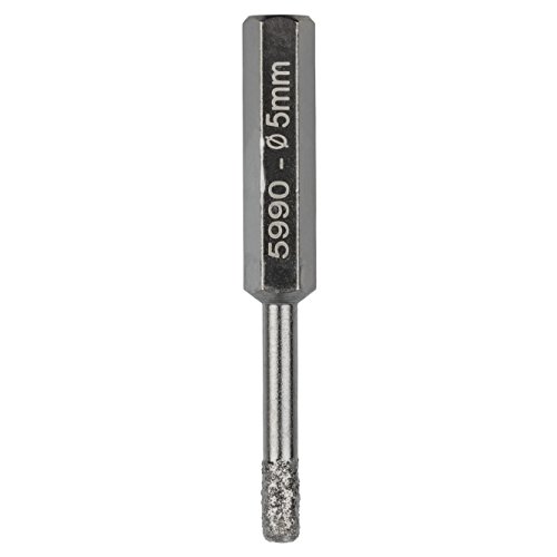 Wolfcraft 5990000 Broca de diamante, vástago hexagonal, profundidad de corte 40 mm, diámetro de 5 mm, 0 W, 1 V