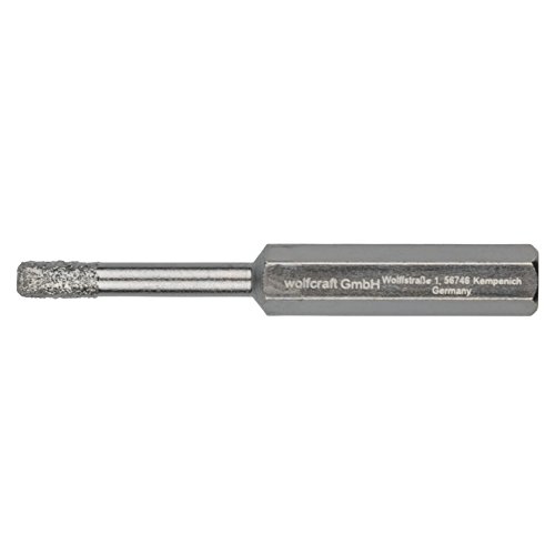 Wolfcraft 5990000 Broca de diamante, vástago hexagonal, profundidad de corte 40 mm, diámetro de 5 mm, 0 W, 1 V