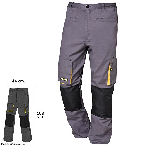 Wolfpack 15017100 Pantalon de Trabajo Gris/Amarillo Largo Talla 46/48 L