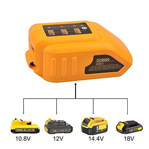 WOODS DCB112 DCB105 Li-ion Cargador de batería y DCB090 Fuente de alimentación USB/cargador USB para baterías XR de 10.8V, 14.4V, 18V y 20V Max