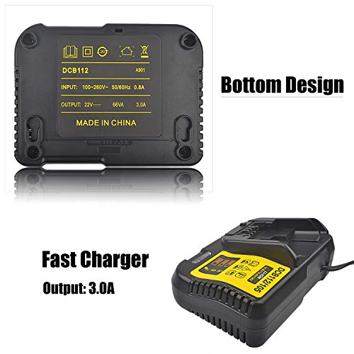 WOODS DCB112 DCB105 Li-ion Cargador de batería y DCB090 Fuente de alimentación USB/cargador USB para baterías XR de 10.8V, 14.4V, 18V y 20V Max