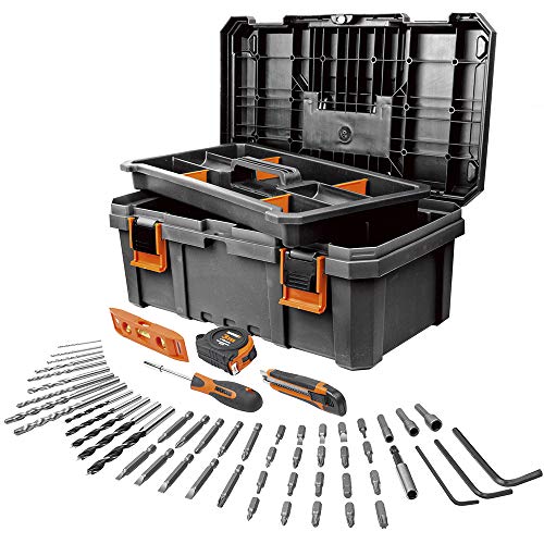 Worx WX371.5 Taladro Percutor 20V 2,0Ah 2Bat + Caja con 55 Herramientas, Negro, Única