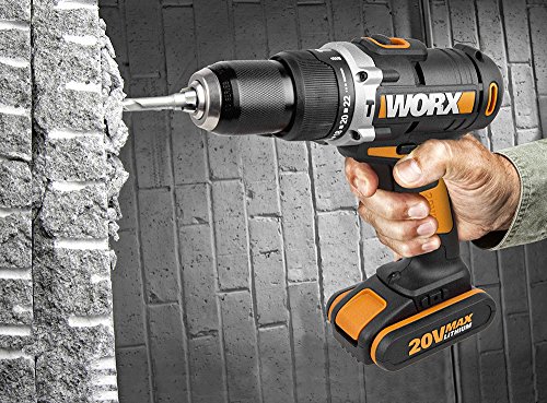 Worx WX372 - Taladro percutor compacto de 20 V, 2,0 Ah, 50 Nm, con 2 baterías de 2.0Ah