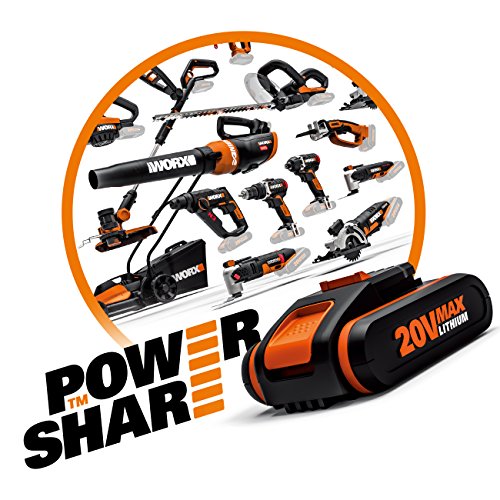 Worx WX372 - Taladro percutor compacto de 20 V, 2,0 Ah, 50 Nm, con 2 baterías de 2.0Ah