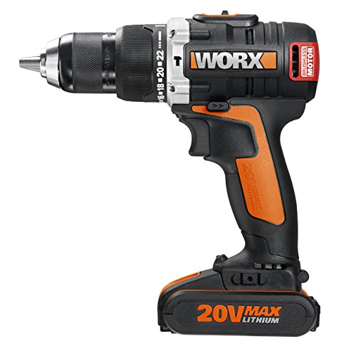 WORX WX373 Taladro percutor con 2 baterías de 2.0 Ah y Cargador, sin escobillas, 20 W, 20 V, Negro