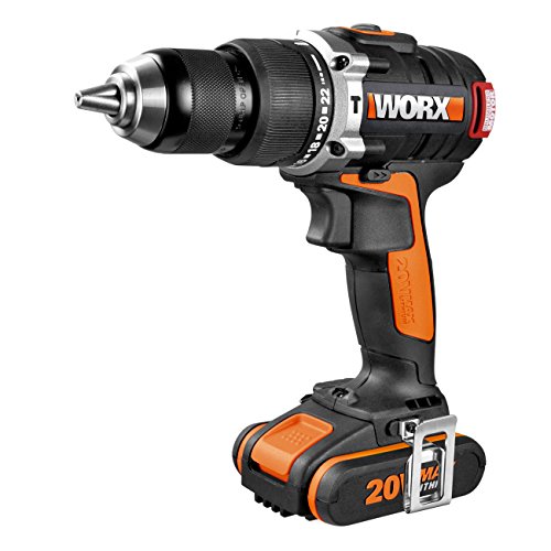 WORX WX373 Taladro percutor con 2 baterías de 2.0 Ah y Cargador, sin escobillas, 20 W, 20 V, Negro