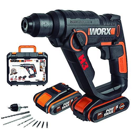 Worx Wx390.1 H3 - Martillo Taladro Atornillador, 20 V, 2.0 Ah, Negro