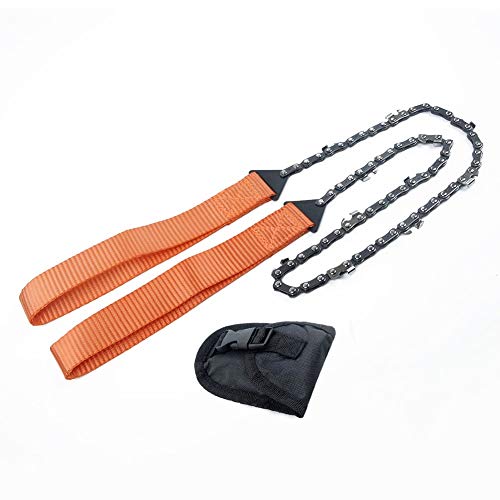 XiaoOu Sierra de poda 65cm Sierra de Cadena de Mano de Supervivencia de Dientes de Acero con Bolsa de Bolsa de cinturón para Acampar al Aire Libre Senderismo Survival Pocket Home Tool