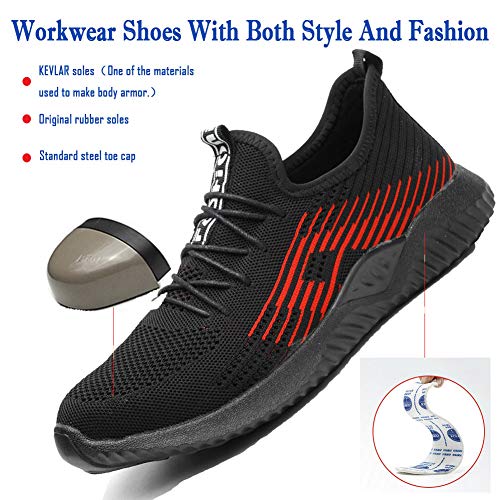 Zapatillas de Seguridad Hombres Hembra, Zapatos de Trabajo con Punta de Acero Ultra Liviano Suave y cómodo Industriales Transpirable