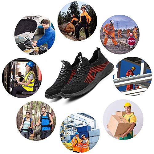 Zapatillas de Seguridad Hombres Hembra, Zapatos de Trabajo con Punta de Acero Ultra Liviano Suave y cómodo Industriales Transpirable