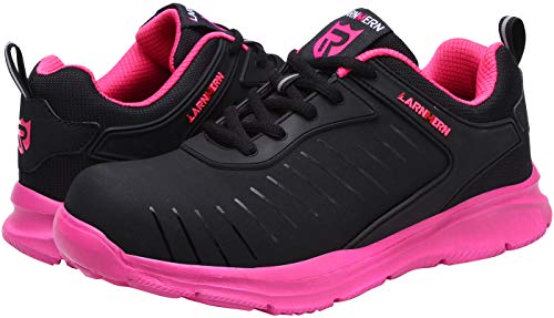 Zapatillas de Seguridad Mujer/Hombre DY-112, Zapatos de Trabajo con Punta de Acero Ultra Liviano Suave y cómodo Transpirable, Brillante Negro, 40 EU