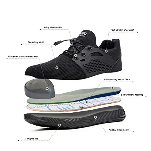 Zapatos de seguridad para hombre con puntera de acero, ligeros, transpirables, industriales, color, talla 42 1/3 EU