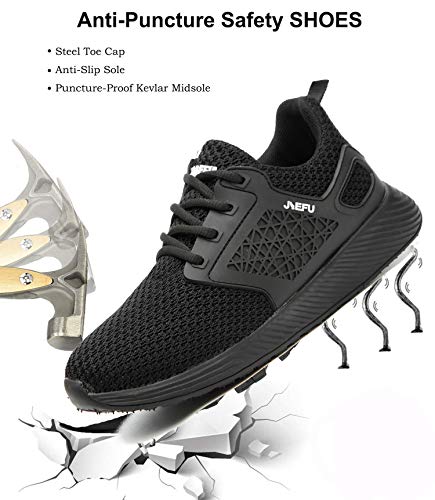 Zapatos de Seguridad para Hombre Transpirable Ligeras con Puntera de Acero Zapatillas de Seguridad Trabajo, Calzado de Industrial y Deportiva 42