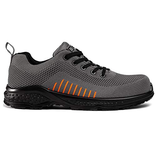 Zapatos de Seguridad para Hombres Flynit no Libres de Metal S1P SRC Ultraligero Puntera de Compuesto Kevlar Suela Intermedia 2222 Black Hammer (48 EU)