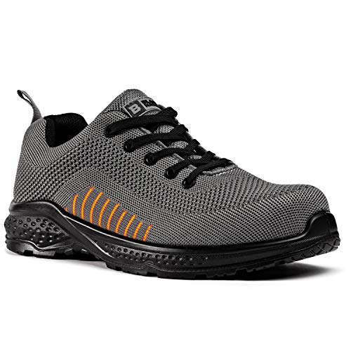 Zapatos de Seguridad para Hombres Flynit no Libres de Metal S1P SRC Ultraligero Puntera de Compuesto Kevlar Suela Intermedia 2222 Black Hammer (48 EU)