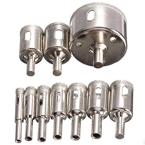ZJN-JN Brocas, 10pcs 8-50mm diamante Brocas sistema de herramienta de corte de sierra por un agujero de cristal Granito Mármol Fresas de corte