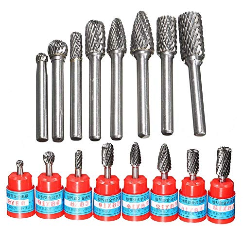 ZJN-JN Brocas, Burr corte Conjunto de acero de tungsteno práctica Rotary Grinder duradero archivos fresadoras de usos múltiples accesorios for trabajar la madera Brocas Vástago tallando las herramient