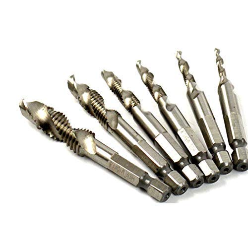 ZJN-JN Brocas, Métricas HSS 4341 Taladro combinación y la herramienta de mano Tap Bit Set fraccional M30.5, M40.7, M50.8, M61, M81.25, M101.5 Hex Shank y herramienta de empalme flauta espiral del kit