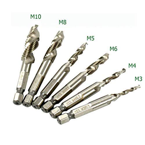 ZJN-JN Brocas, Métricas HSS 4341 Taladro combinación y la herramienta de mano Tap Bit Set fraccional M30.5, M40.7, M50.8, M61, M81.25, M101.5 Hex Shank y herramienta de empalme flauta espiral del kit