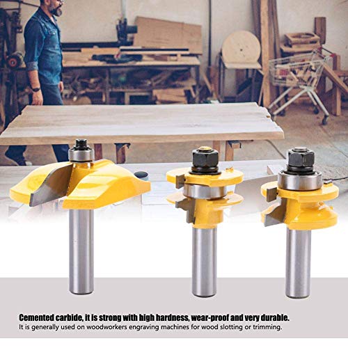 ZJN-JN Brocas Tratamiento de la madera 3pcs cortador/set Tratamiento de la madera fresa 1/2" Bit caña que ranura Router Fresas de corte